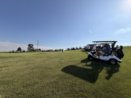 Golf Carts Surround HorseRace