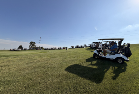 Golf Carts Surround HorseRace