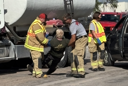 CUTLINE: Emergency responders and volunteers participate in a community-wide emergency preparedness drill on Aug. 20 in McCook.